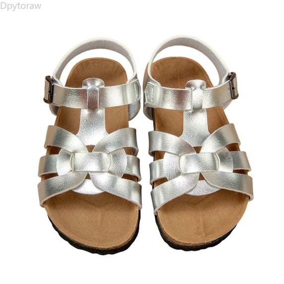 Dpytoraw Summer Girls' Large Sized Casual And Exquisite Floral Cork Shoes Comfortable And Versatile Style Sandals Girls Sandals For Wedding Size 5.5-6 Years