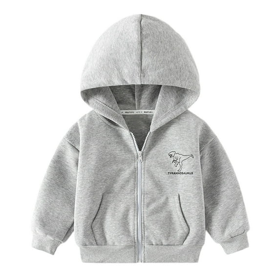 Dpytoraw Toddler Baby Girls Boys Long Sleeve Dinosaur Print Hoody Jacket Zip Up Coat Fall Winter Outwear Size 18-24 Months
