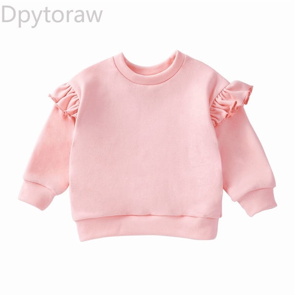 Dpytoraw Toddler Boys Girls Pullover Fleece Sweatshirt Children's Solid Plus Babies Color Top Coat Girls Tops Girls Top Size Pink 18-24 Months