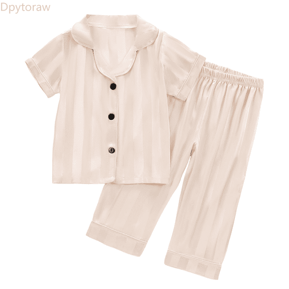 Dpytoraw Toddler Boys Girls Short Sleeve Striped Tops T Shirt Pants Casual Outfits Spring floral girls matching sets Size Beige 2-3 Years