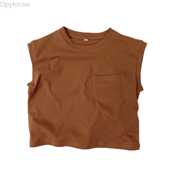 Dpytoraw Toddler Boys Girls Sleeveless Summer Casual Tops Beach Holiday Shirts Vest With Pocket Girl Vest‌ Size Brown 3-4 Years