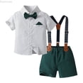 thumbnail image 1 of Dpytoraw Toddler Boys Short Sleeve Prints T Shirt Tops Suspenders Shorts Child Kids Gentleman Outfits Boys Outfits Size 12-18 Months, 1 of 1
