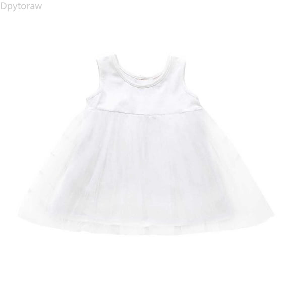 Dpytoraw Toddler Girls Sleeveless Holiday Party Mesh Dress Dance Party Princess Dresses Girls Sleeveless Dresses For Vacation,White Size 18-24 Months