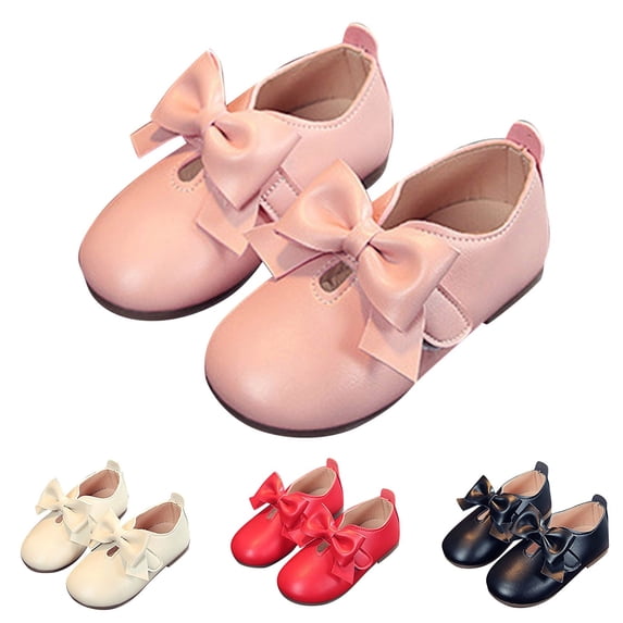 Dpytoraw Toddler Girls T-Strap Bow Dress Shoes, Mary Jane Flats for Wedding, Party & School Sizes 8.5