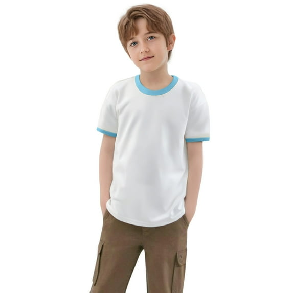 Dpytoraw Toddler Kids Baby Boys Girls Color Block Short Sleeve Crewneck T Shirts Tops Tee Clothes For Children Boys Quick-Dry Athletic T-Shirts for Sports Size 5-6 Years