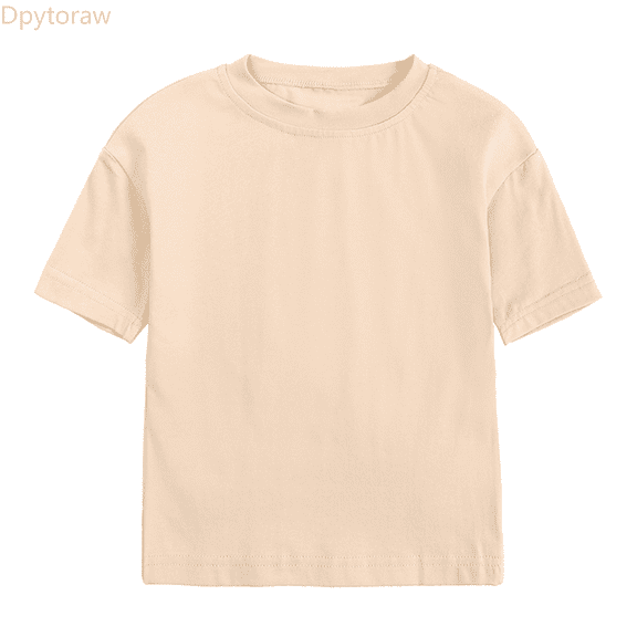 Dpytoraw Toddler Kids Baby Boys Girls Solid Basic Short Sleeve Crewneck T Shirts Tops Tee Clothes For Children Girls Tee Size Beige 2-3 Years