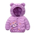 thumbnail image 1 of Dpytoraw Toddler Kids Baby Boys Girls Winter Down Coats Cute Bear Ears Coats With Hoods Cartoon Lightweight Jacket Outwear Size 2-3 Years, 1 of 4