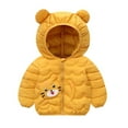 thumbnail image 1 of Dpytoraw Toddler Kids Baby Boys Girls Winter Down Coats Cute Bear Ears Coats With Hoods Cartoon Lightweight Jacket Outwear Size 3-4 Years, 1 of 4