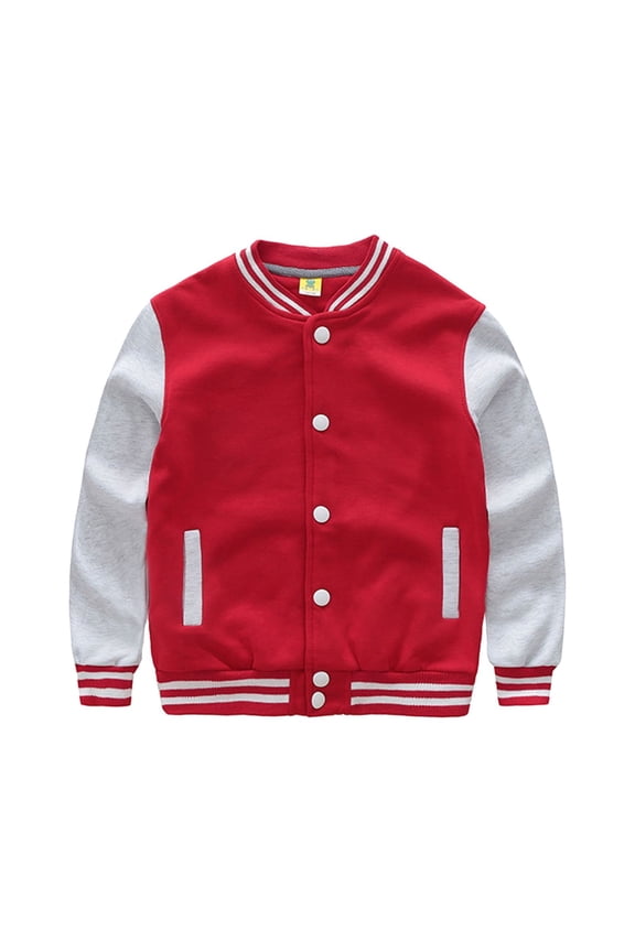 Toddler Kids Boys Casual Jacket Coat Long Sleeve Outerwear Baseball Coat Windbreaker Size 7-8 Years