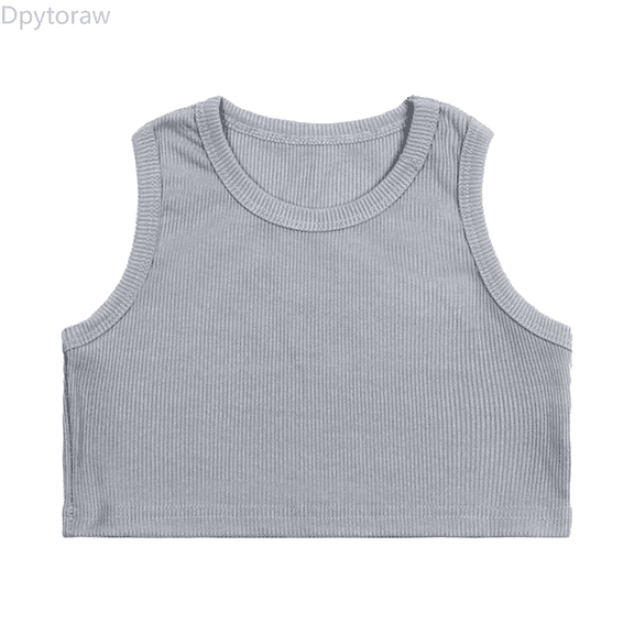 Dpytoraw Toddler Kids Girls Dance Tank Top Racerback Crop Tank Top Sleeveless Sports Dance Top For Ballet Gymnastics Dancewear Girl Vest‌ Size Gray 4-5 Years