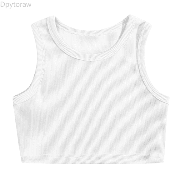 Dpytoraw Toddler Kids Girls Dance Tank Top Racerback Crop Tank Top Sleeveless Sports Dance Top For Ballet Gymnastics Dancewear Girl Vest‌ Size White 2-3 Years