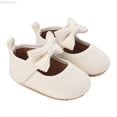 thumbnail image 1 of Dpytoraw Toddler Kids Infant Girls Soild Colour Bowknot Princress Shoes Soft Sole The Floor Barefoot Non Slip First Walkers Prewalker Shoes Baby Walking Shoes Size White 6-12 Months, 1 of 5