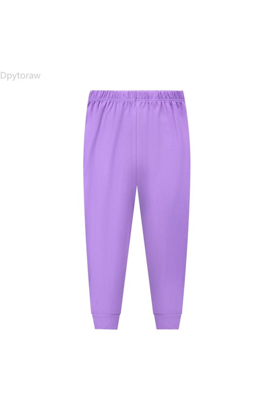 Toddler Nightwear Pants, Solid Prints Long Pants for Boys and Girls Purple Size 2-3 Years