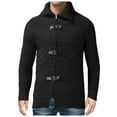 thumbnail image 1 of Dpytoraw Turtleneck Sweater Mens Leather Button Long Sleeve Knit Cardigan Jacket, 1 of 4