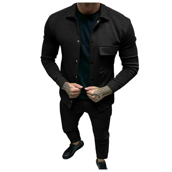 Dpytoraw Twill Clip Men's New Solid Colour Jacquard Men's Two Piece Suit