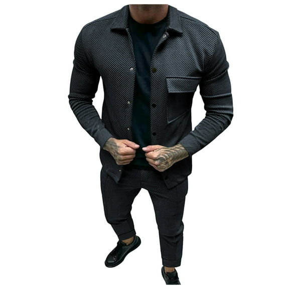 Dpytoraw Twill Clip Men's New Solid Colour Jacquard Men's Two Piece Suit