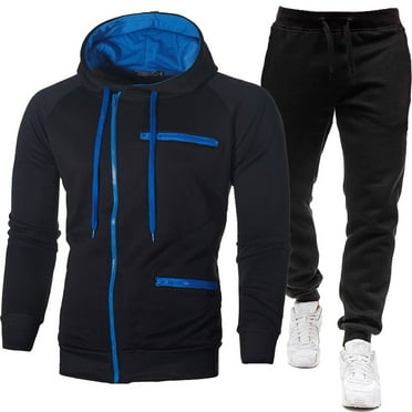 Dpytoraw Two Fashionable Items For Men's Autumn And Winter Paired With Hooded Sweatshirt And Casual Black Pants Set