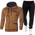 thumbnail image 1 of Dpytoraw Two Fashionable Items For Men's Autumn And Winter Paired With Hooded Sweatshirt And Casual Black Pants Set, 1 of 2