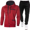 thumbnail image 1 of Dpytoraw Two Fashionable Items For Men's Autumn And Winter Paired With Hooded Sweatshirt And Casual Black Pants Set, 1 of 2