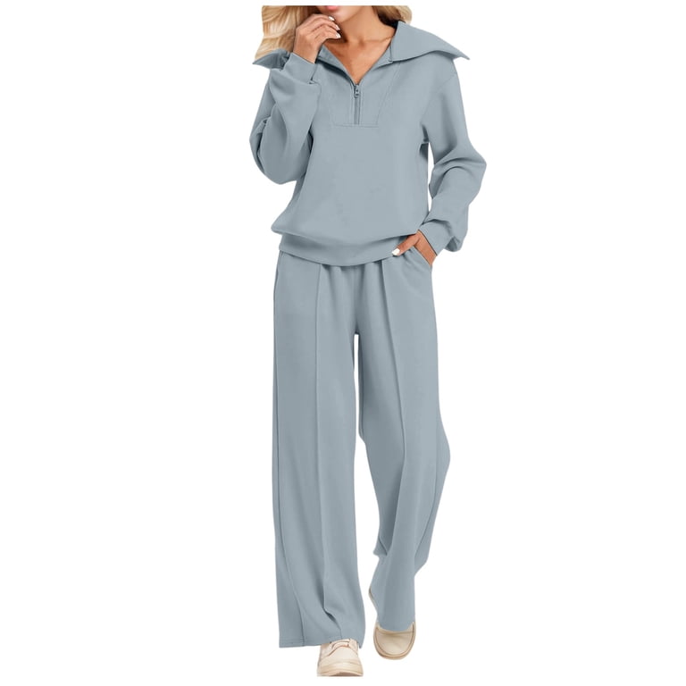 Dpytoraw Two Piece Outfits Half Zip Sweatshirt Sweatsuit Sets For