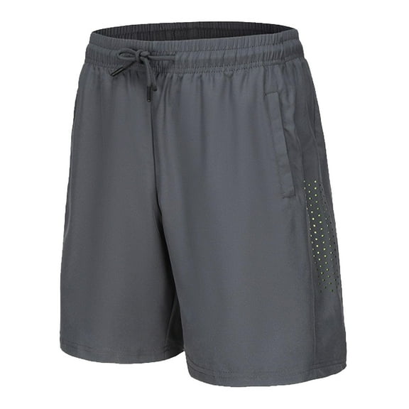 Dpytoraw Unisex Ice Silk Quick Drying Stretch Solid Color Summer Sports Shorts Grey