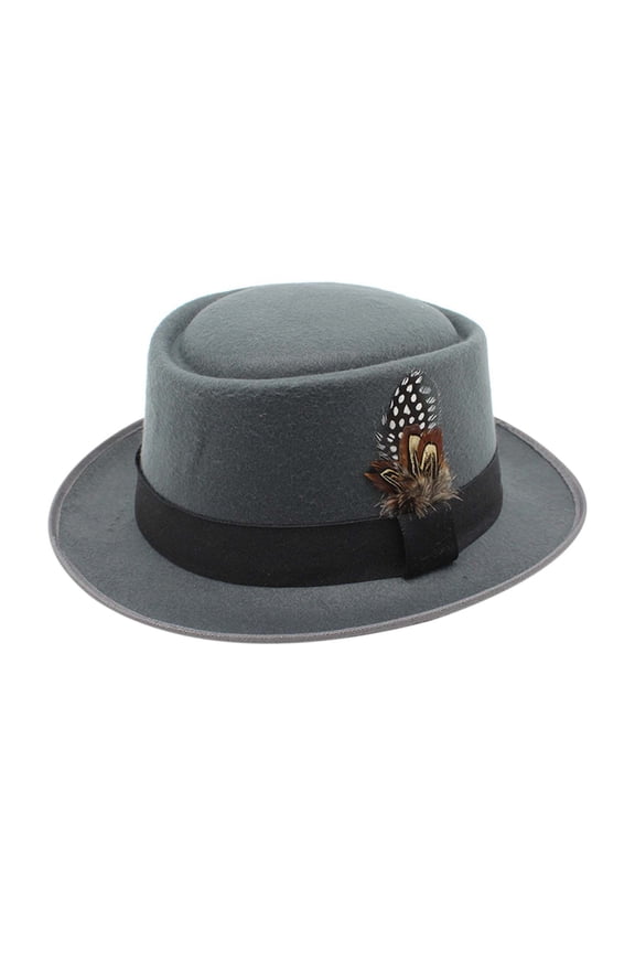 Unisex Wool Fedora Hat With Feather Classic Flat Top French Style Cap For Oktoberfest Celebrations