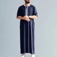 thumbnail image 1 of Dpytoraw Vintage Embroidered Men's Long Robe With Side Pockets Retro Muslim Thobe For Casual Wear Men’s Wrinkle-Free Shirts, 1 of 5