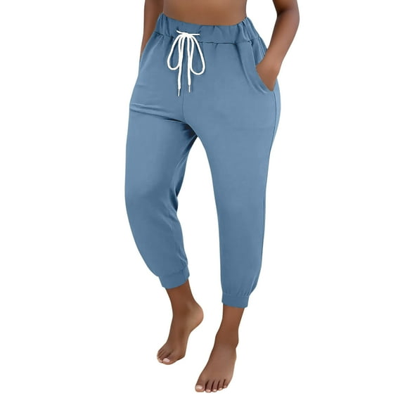 Dpytoraw Waisted Lace Up Small Toe Cuffs Women's Solid Color Versatile Temperament Casual Pants Lounge Pants Women BU2 XXXXL