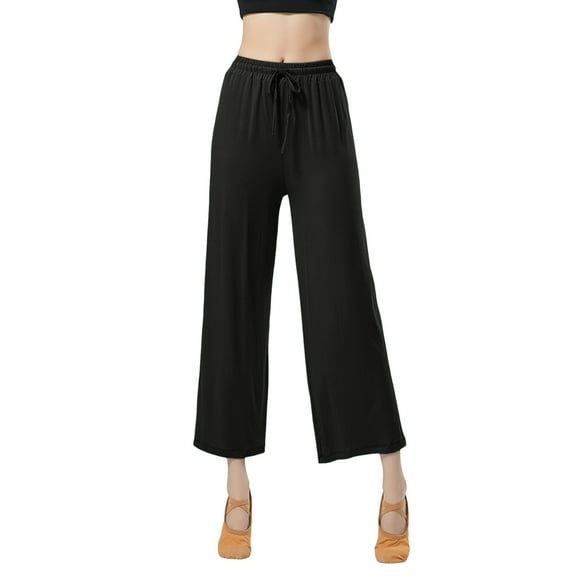 Dpytoraw Wide Leg Pants High Waist Straight Vertical Vertical Stretch Modern Dance Training Pants Classical Dance Pants Yoga Pants Wide Leg Casual Pants Black L