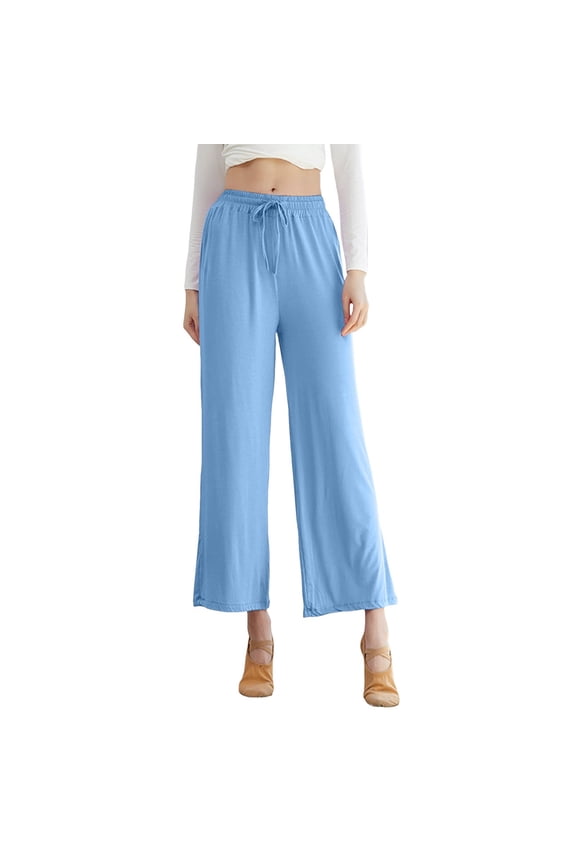 Wide Leg Pants High Waist Straight Vertical Vertical Stretch Modern Dance Training Pants Classical Dance Pants Yoga Pants Women's Wrinkle-Resistant Office Casual Pants Sky Blue XXXL