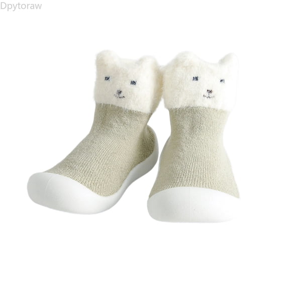Dpytoraw Winter Baby Booties Long Tube Thickened Cute Cartoon Bear Pattern Non Slip Sole Infant Toddler Walking Shoes Soft Socks Soft Sole Infant Shoes Size 6.5