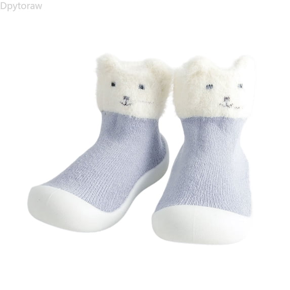 Dpytoraw Winter Baby Booties Long Tube Thickened Cute Cartoon Bear Pattern Non Slip Sole Infant Toddler Walking Shoes Soft Socks Soft Sole Infant Shoes Size 5