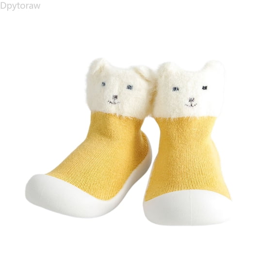 Dpytoraw Winter Baby Booties Long Tube Thickened Cute Cartoon Bear Pattern Non Slip Sole Infant Toddler Walking Shoes Soft Socks Soft Sole Infant Shoes Size 6.5