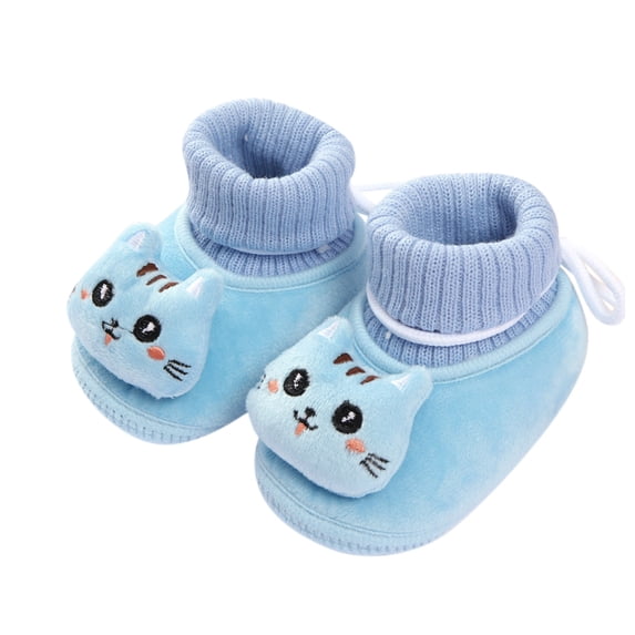 Dpytoraw Winter Children Toddler Shoes Baby Boys And Girls Flat Socks Shoes Elastic Rope Non Warm Comfortable Cute Cartoon Cat Size 12-18 Months