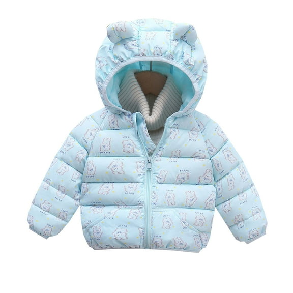 Dpytoraw Winter Down Coats For Kids Baby Girls Light Jacket Cute Cartoon Bear Hoods Infant Outerwear Size 18-24 Months