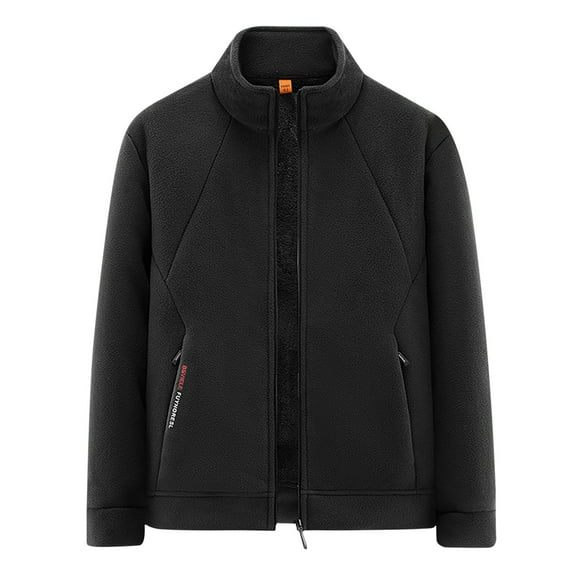 Dpytoraw Winter Men's Fleece Spring/Autumn Jacket With Stand Collar Zipper Casual