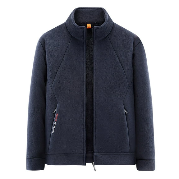 Dpytoraw Winter Men's Fleece Spring/Autumn Jacket With Stand Collar Zipper Casual