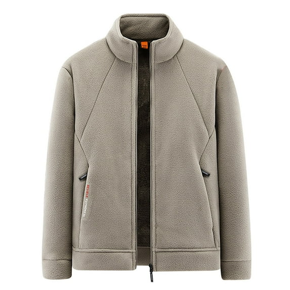 Dpytoraw Winter Men's Fleece Spring/Autumn Jacket With Stand Collar Zipper Casual