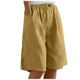 thumbnail image 1 of Dpytoraw Woman Elastic Solid Color Shorts Button Down Half Pants With Pocket Casual Short Pant Wide Leg Shorts Yellow, 1 of 5