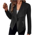 thumbnail image 1 of Dpytoraw Women Autumn And Winter Casual Fashion Simple Solid Color Lapel Suit Zipper Pocket Long Sleeve Casual Jacket Coat, 1 of 5