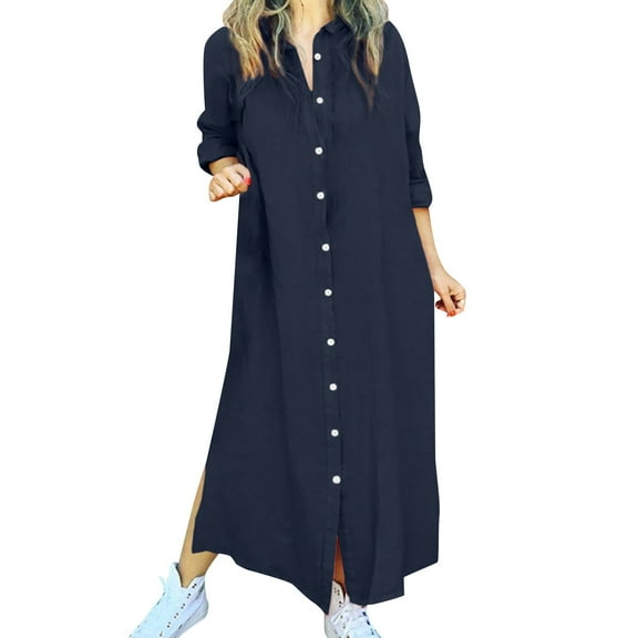 Dpytoraw Women Bohemian Polka Dot Print Muslim Dress Long Sleeves Islamic Prayer Clothes