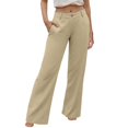 thumbnail image 1 of Dpytoraw Women Casual High Waisted Palazzo Pants Wide Leg Long Trendy Trousers With Pocket Wide Leg Casual Pants Beige L, 1 of 4