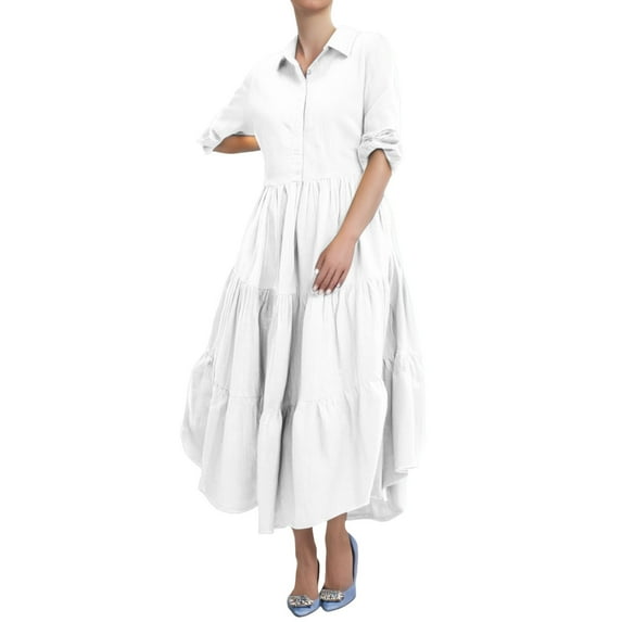 Dpytoraw Women Flowy Maxi Dresses Casual V Neck Smocked Tiered Beach Long Skirt With Pockets Women’s Jumpsuit Dress Two-Piece Set