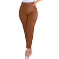 thumbnail image 1 of Dpytoraw Women High Waist Cropped Work Pants Solid Zipper Trouser Pant Casual Baggy Elastic Waist Trouser Wide Leg Pant With Pocket Fashion Pant Petite Length Casual Pants Women Brown L, 1 of 4