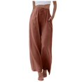 thumbnail image 1 of Dpytoraw Women High Waisted Wide Leg Pants Fashion Drawstring Elastic Trousers Comfy Straight Leg Long Pants With Pockets Red, 1 of 5