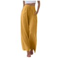 thumbnail image 1 of Dpytoraw Women High Waisted Wide Leg Pants Fashion Drawstring Elastic Trousers Comfy Straight Leg Long Pants With Pockets Yellow, 1 of 5