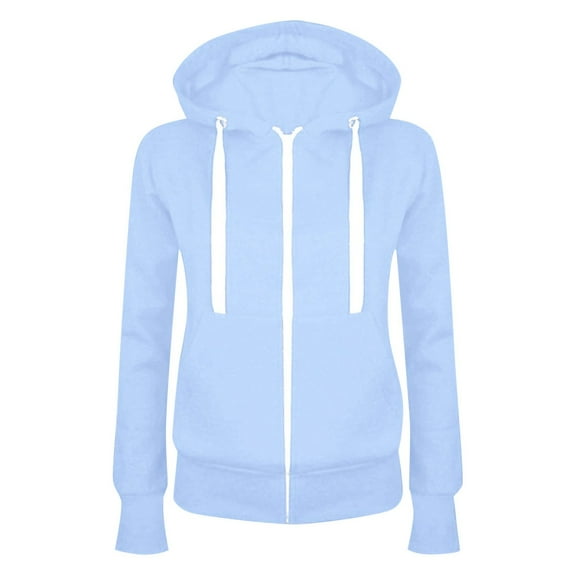 Dpytoraw Women Long Sleeve Patchwork Solid Color Hooded Zipper Casual Sport Coat