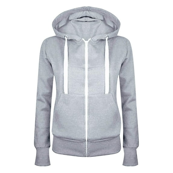 Dpytoraw Women Long Sleeve Patchwork Solid Color Hooded Zipper Casual Sport Coat