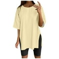 thumbnail image 1 of Dpytoraw Women Oversize Sports Shirt Short Sleeve Blouses Summer Loose Tops Functional Shirt Tunic Loose With Slits, 1 of 4