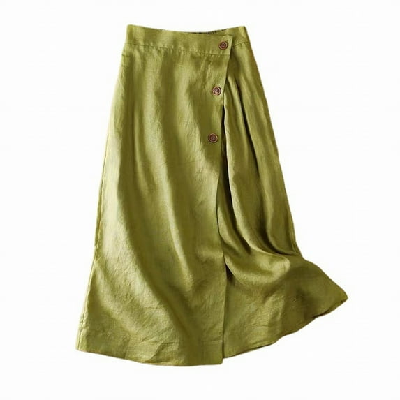 Dpytoraw Women'S Casual Half Skirt A Line Skirt Summer Cotton Medium Length Elastic Waist Large Skirt GN1 XXL